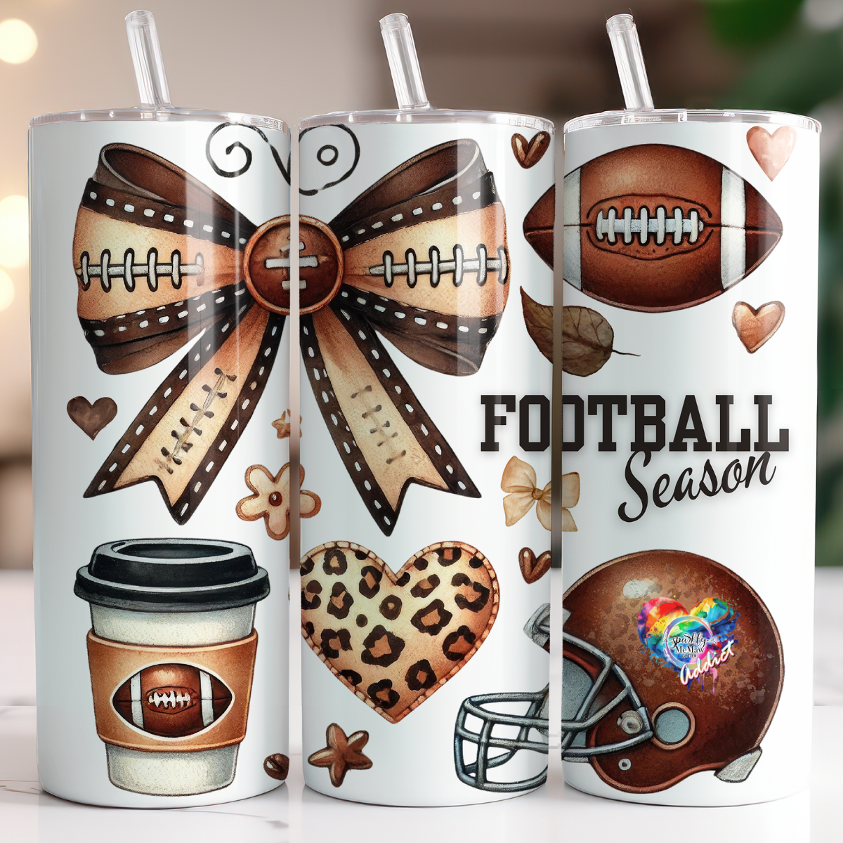 Football Season 20 oz UV DTF Wrap (transparent background)