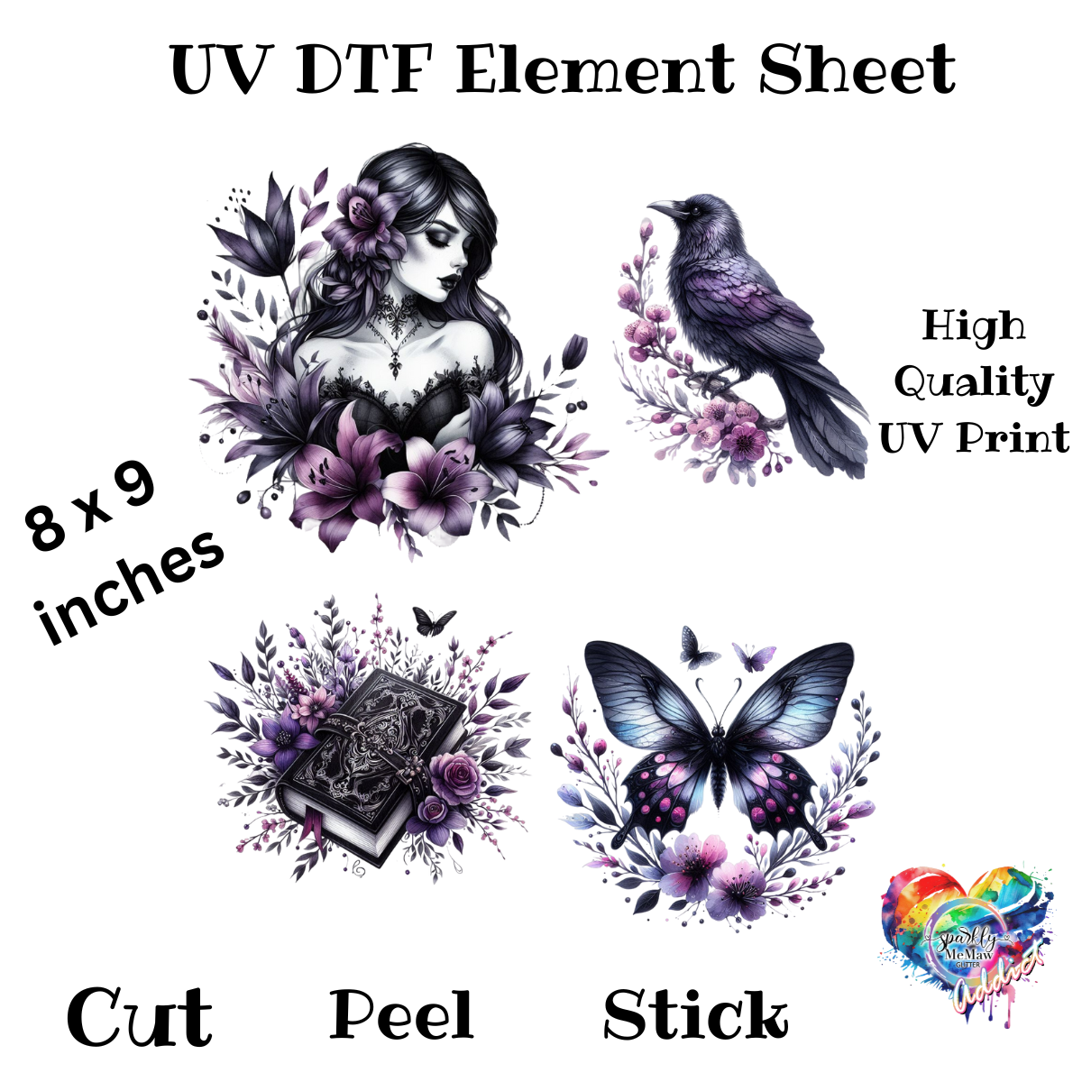 Purple Gothic UV DTF Element Sheet