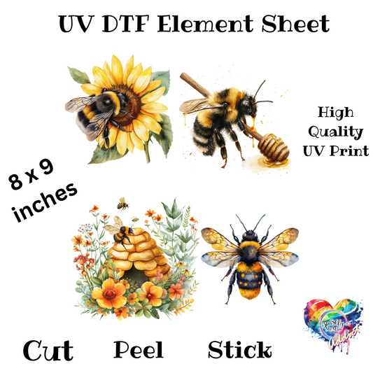 Honey Bee UV DTF Element Sheet