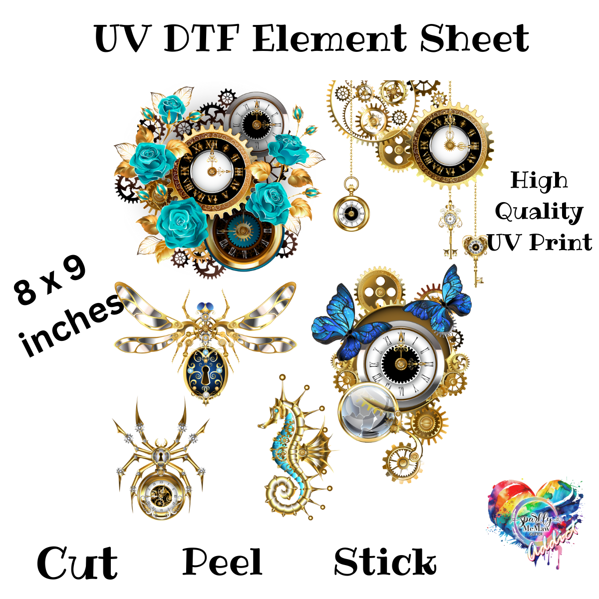 Steampunk UV DTF Element Sheet