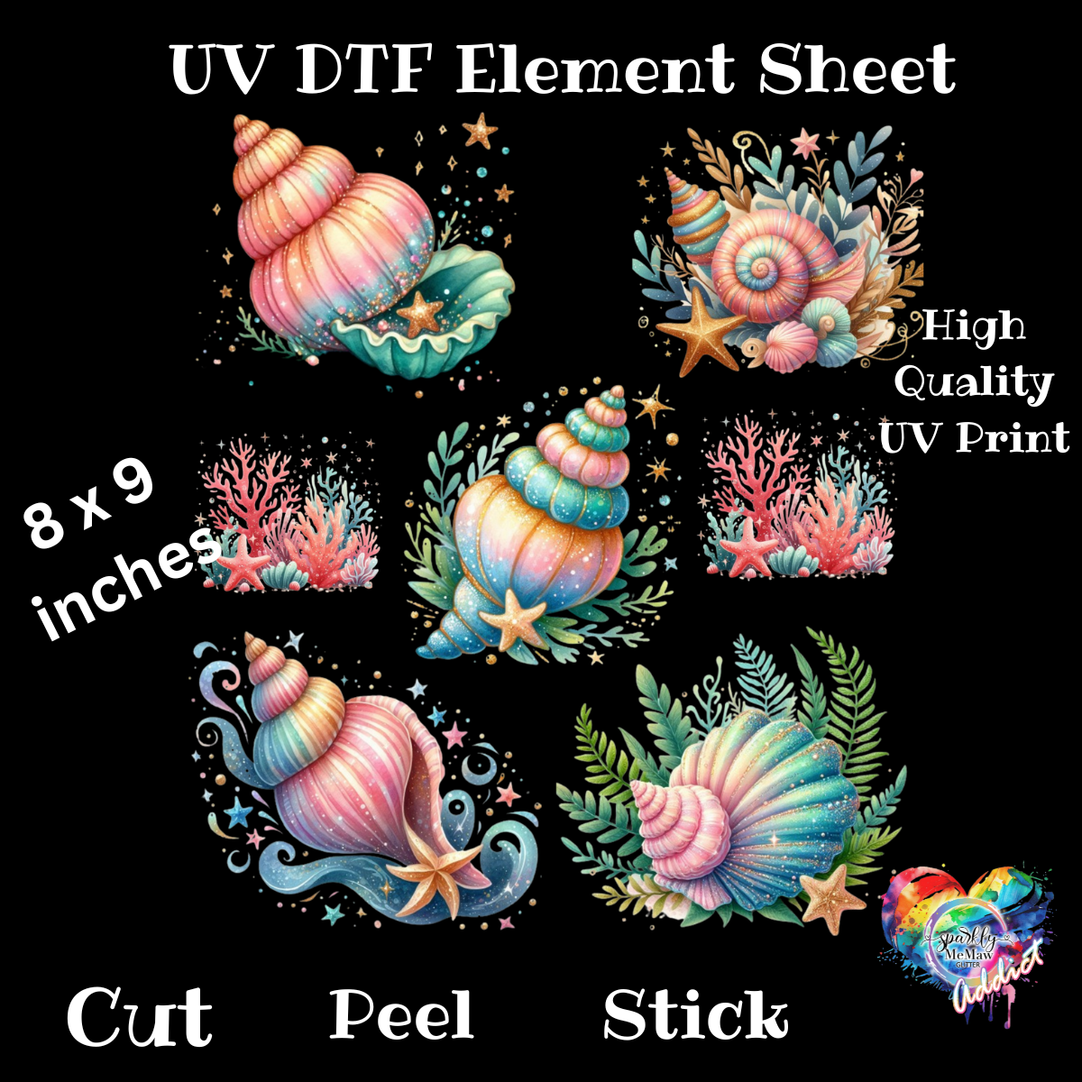 Sea Shell UV DTF Element Sheet