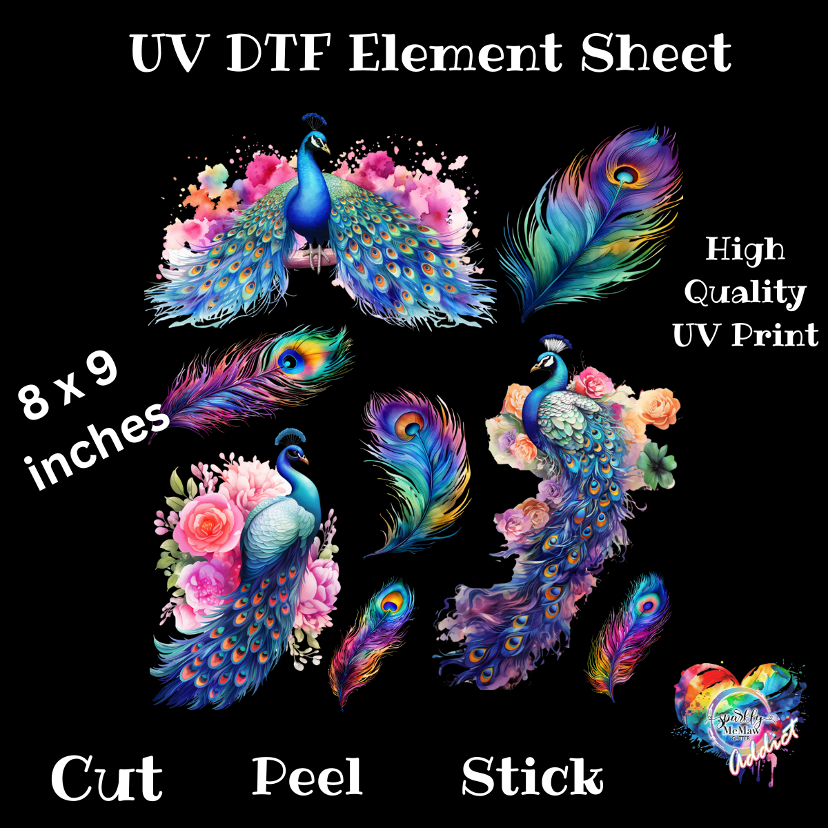 Peacock Elements UV DTF Element Sheet