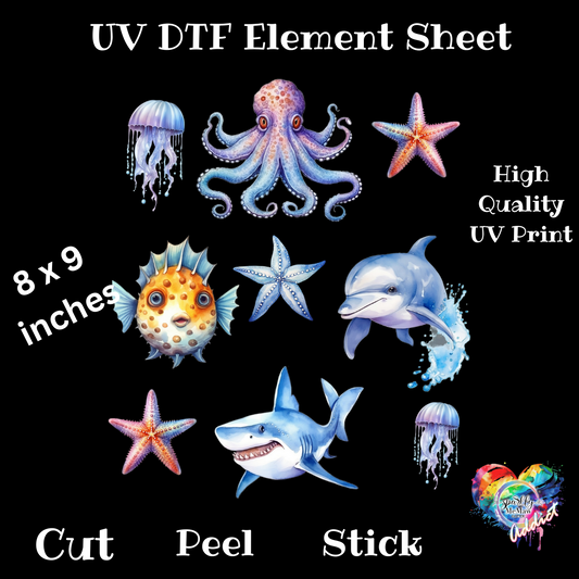 Ocean Animals UV DTF Element Sheet