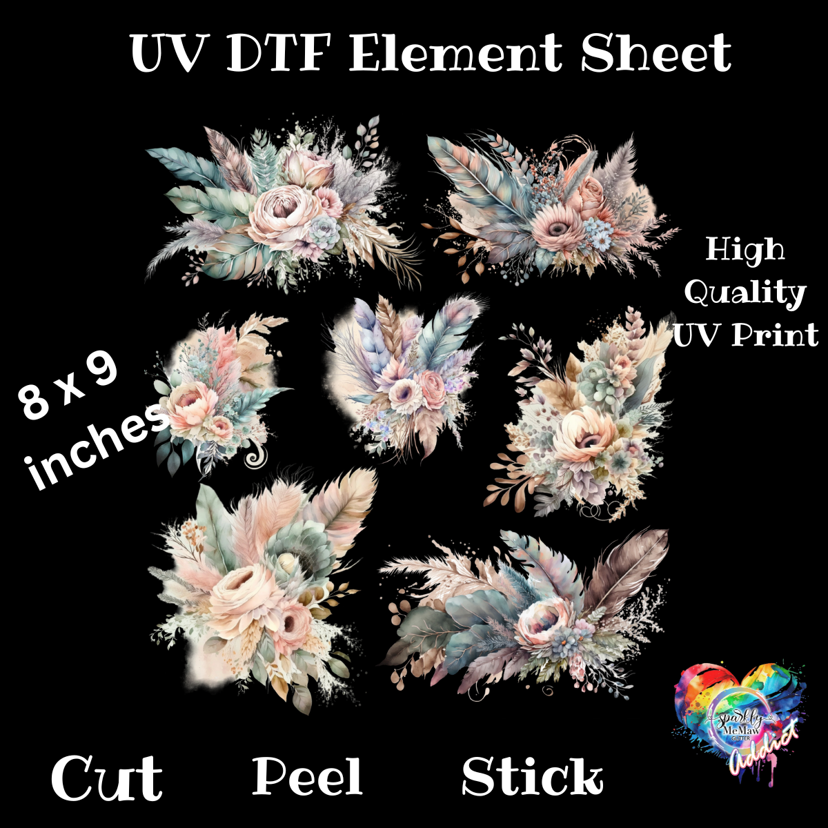 Flowers UV DTF Element Sheet