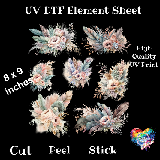 Flowers UV DTF Element Sheet