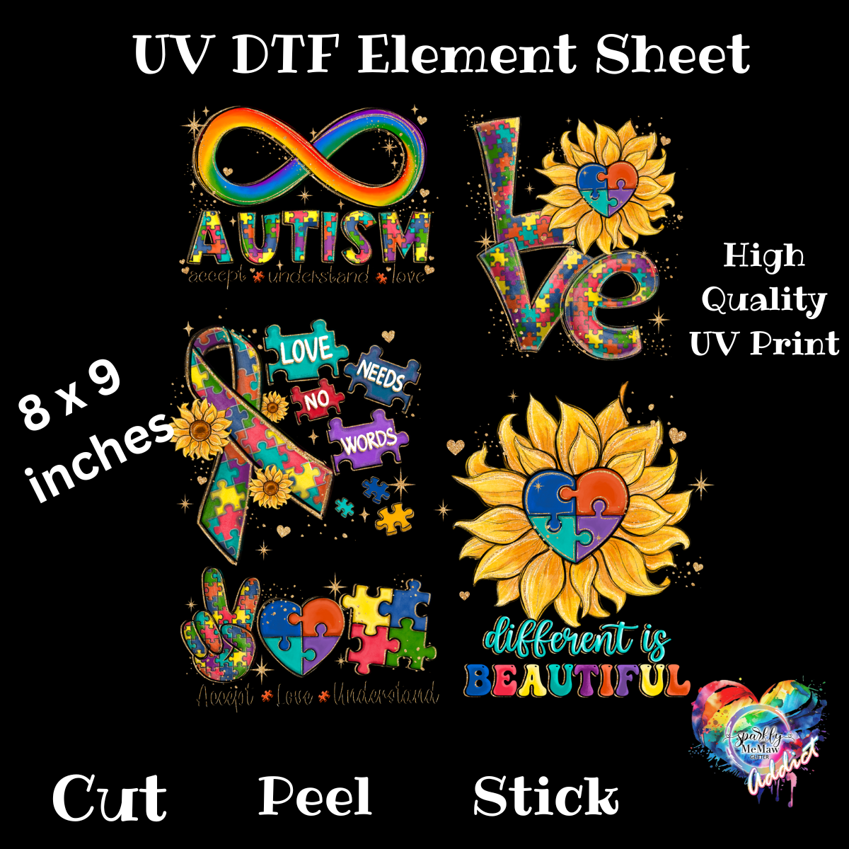 Autism UV DTF element Sheet