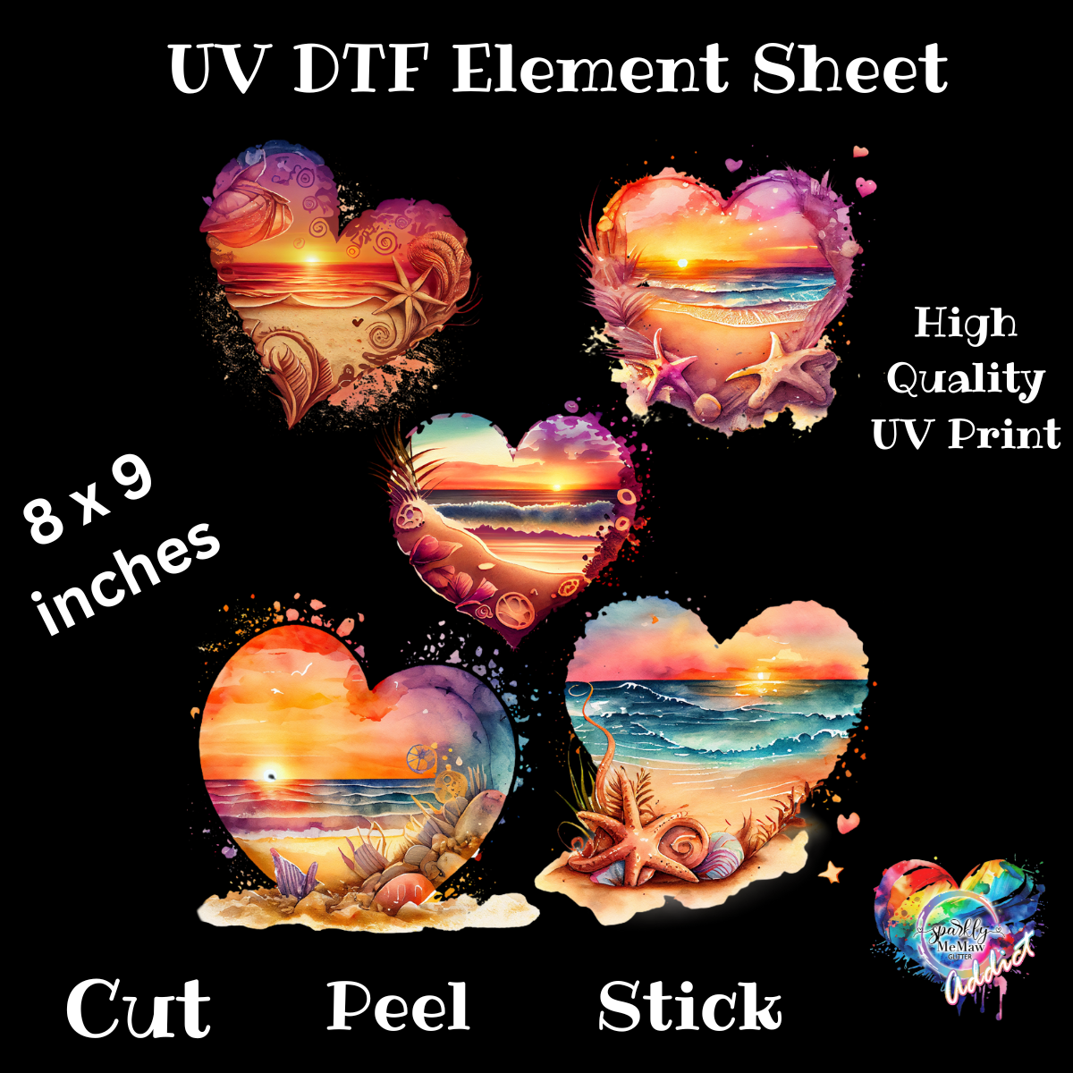 Beach UV DTF Element sheet 8x9 inches