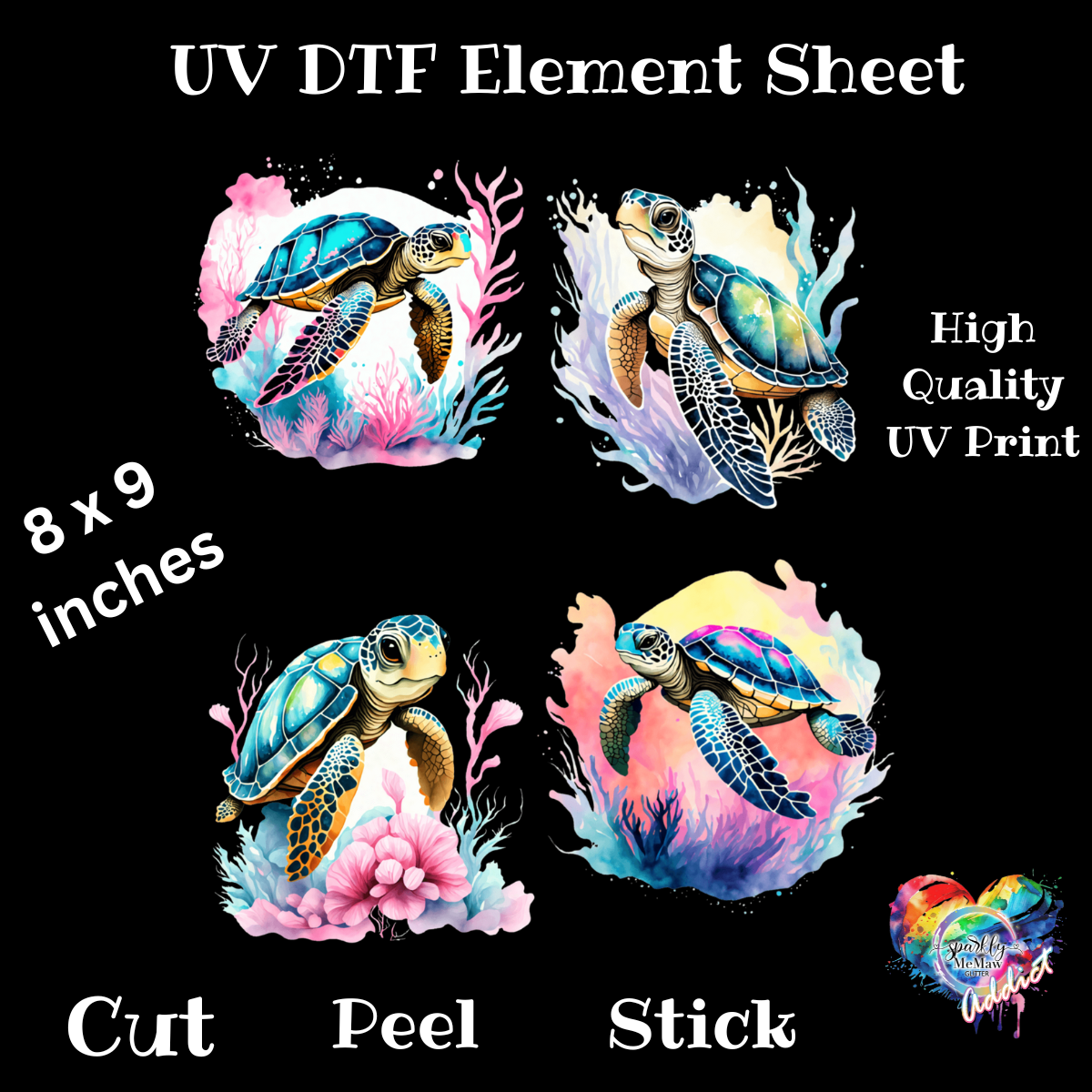 Turtle UV DTF Element Sheet