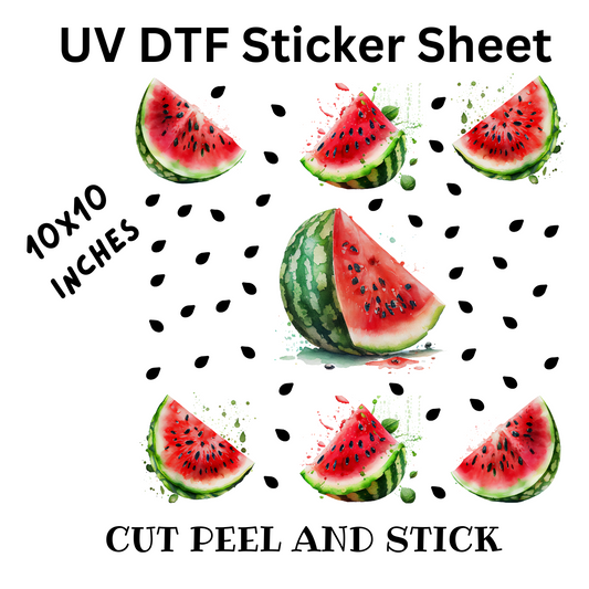Watermelon UV DTF Decal Set 10x10 inches