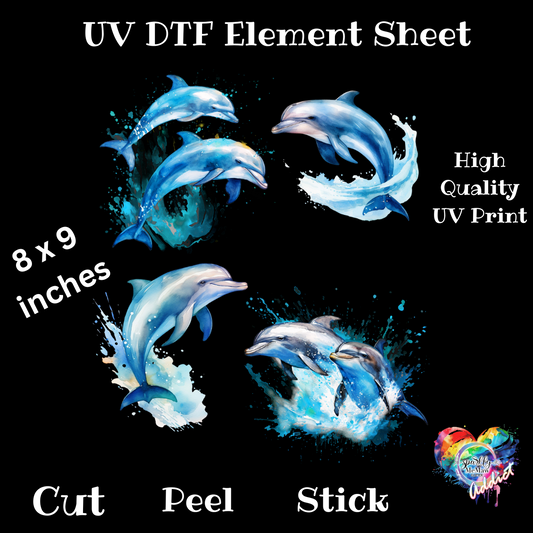 Dolphin UV DTF Element Sheet 8x9 inches