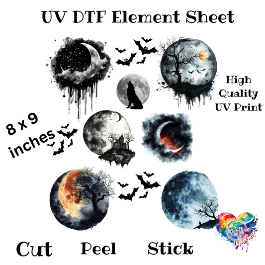 Howling at the Moon UV DTF Element Sheet