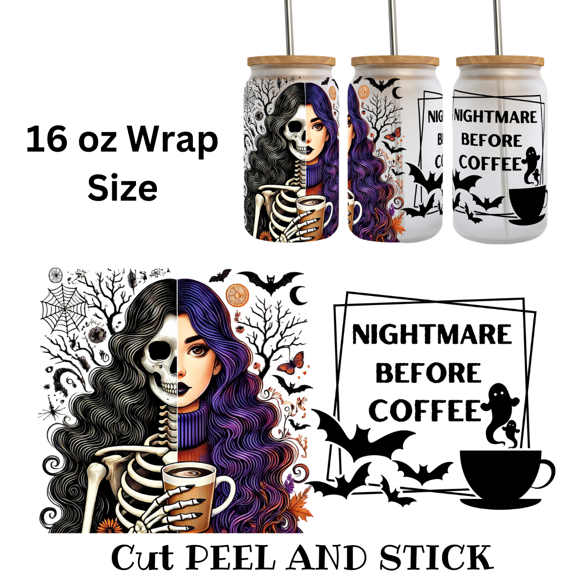 Nightmare Before Coffee UV DTF Wrap