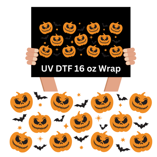 Spooky Pumpkin Libby UV DTF 16 oz Wrap