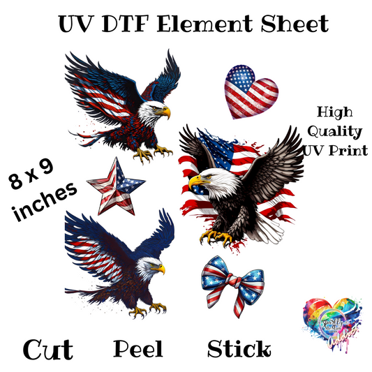 USA Eagle UV DTF Element Sheet