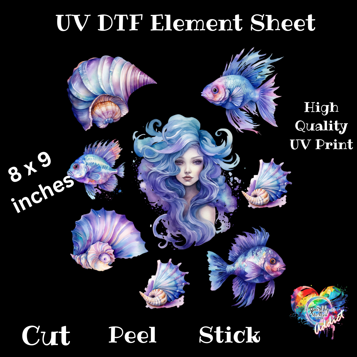 Blue Sea UV DTF Element Sheet 8x9 inches