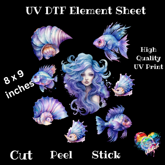 Blue Sea UV DTF Element Sheet 8x9 inches