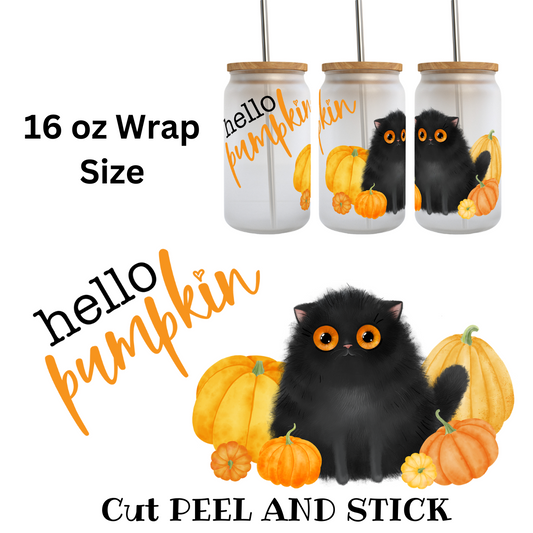 Hello Pumpkin Cat UV DTF Wrap (Decal Set)