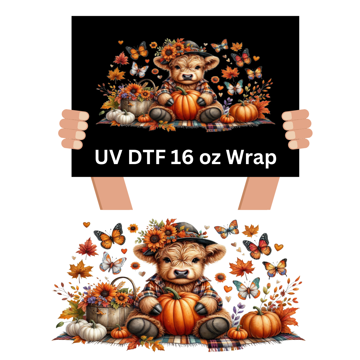 Fall Highland cow-02 UV DTF Wrap