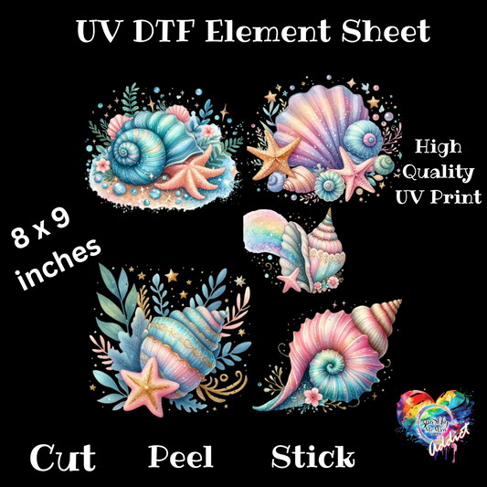 Beautiful SeaShells #2 UV DTF Element Sheet