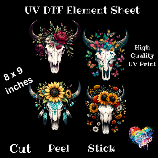 Animal Skull UV DTF Element Sheet