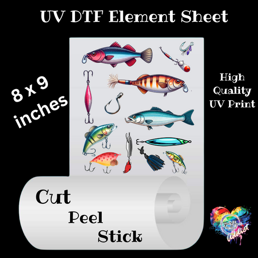 Fishing Lures UV DTF Element Sheet