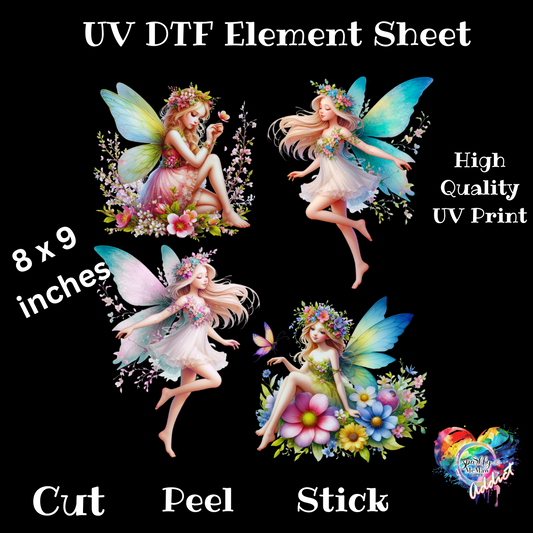 Fairy Girl UV DTF 8x9 inch element Sheet