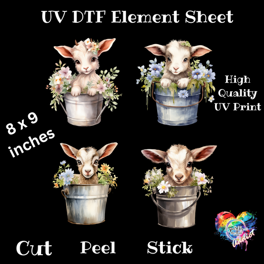 Baby Goats UV DTF element sheet