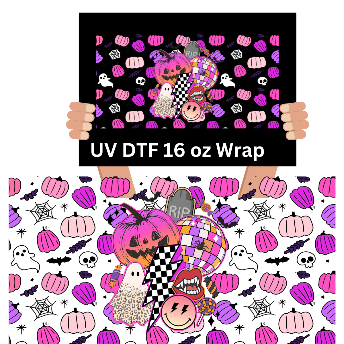 Retro Pink Pumpkin UV DTF Wrap