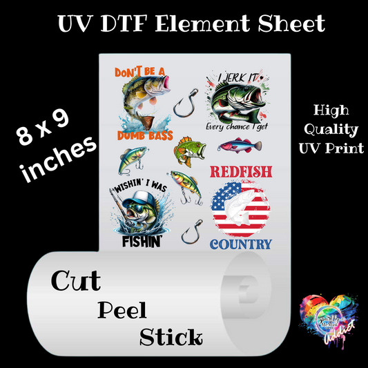 Fishing UV DTF Element Sheet