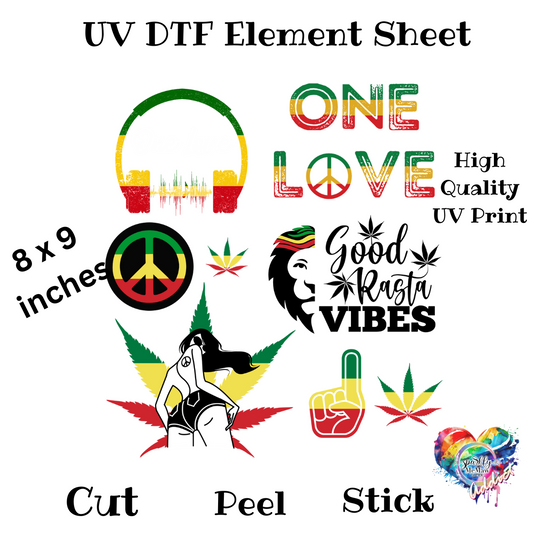 Rasta UV DTF 8x9 inch Decal Sheet