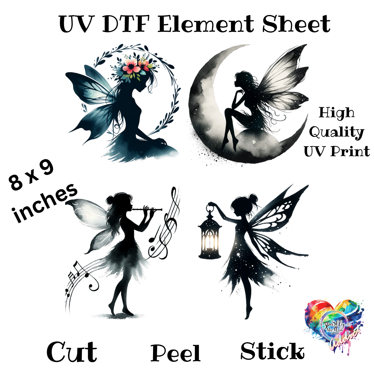 Fairy Silhouette UV DTF Decal Sheet