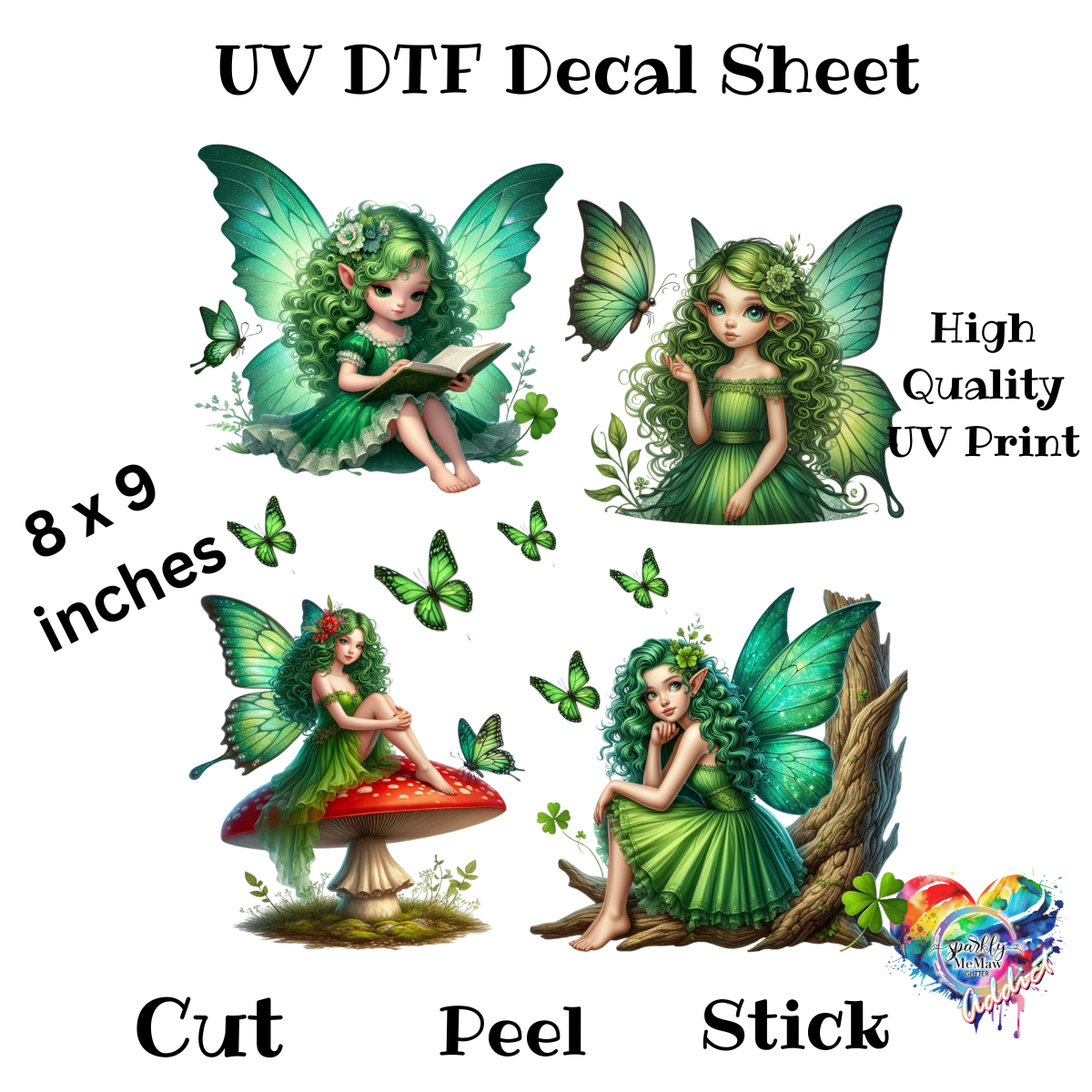 Green Fairy UV DTF Decal Sheet
