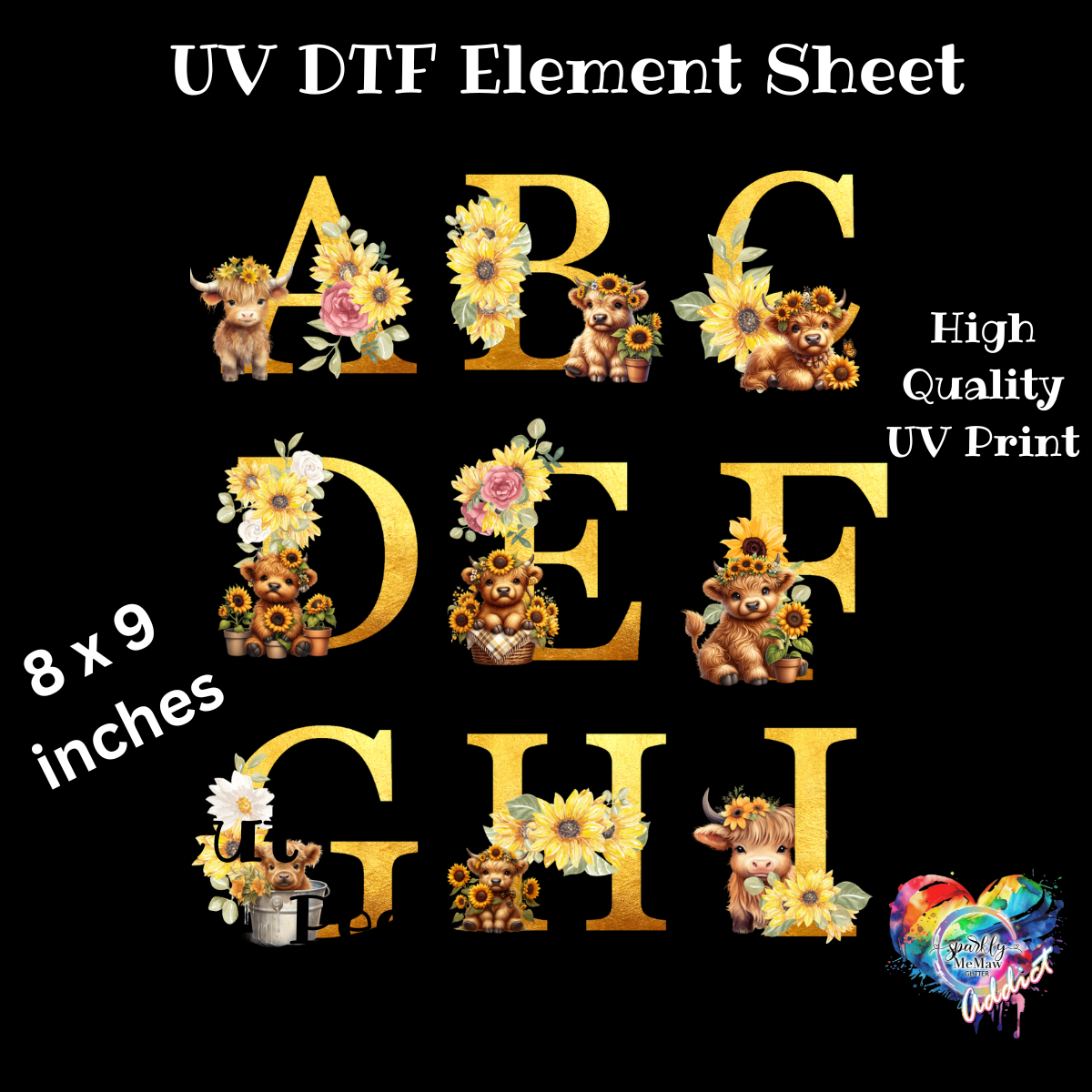 Alphabet #1 UV DTF Element Sheet