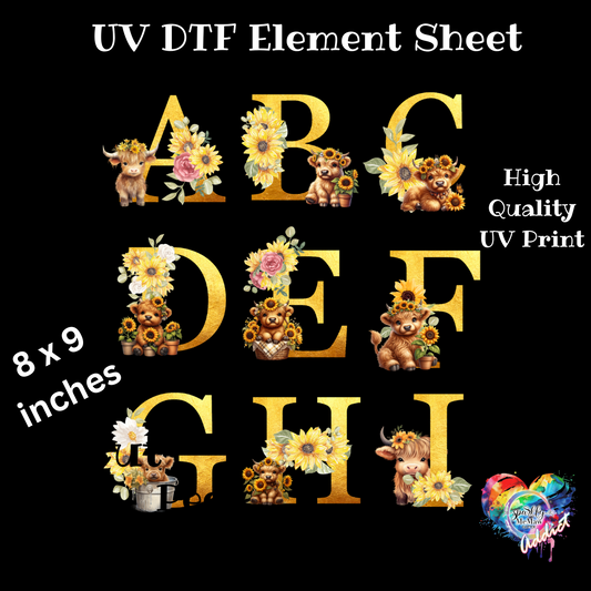 Alphabet #1 UV DTF Element Sheet