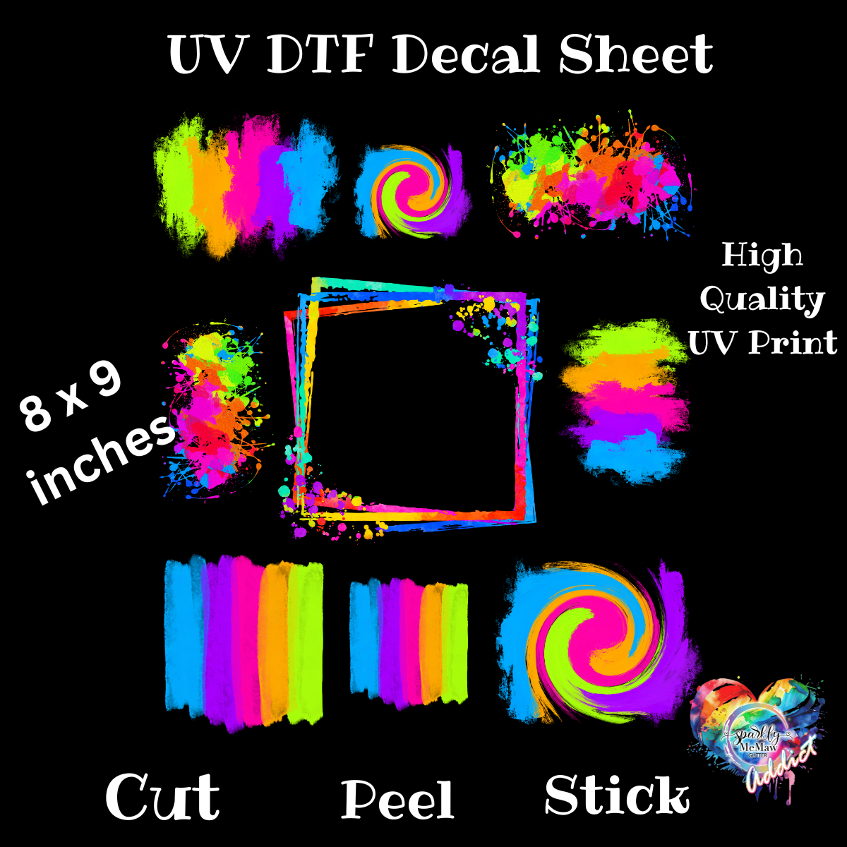 Neon Brush Strokes  UV DTF Decal Set
