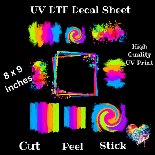 Neon Brush Strokes  UV DTF Decal Set