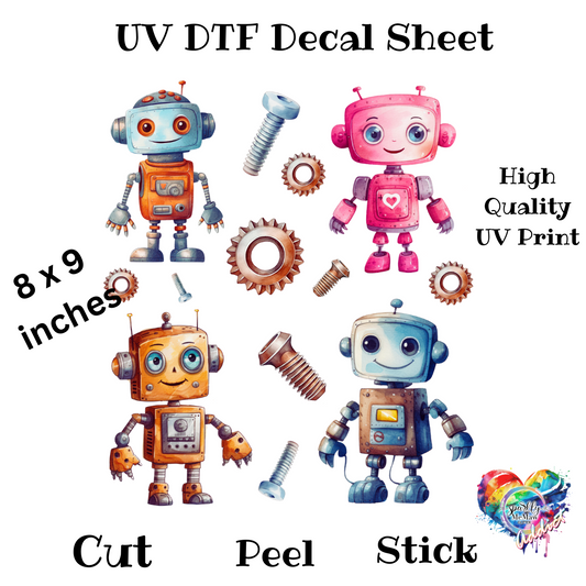 Robot UV DTF Decal Sheet