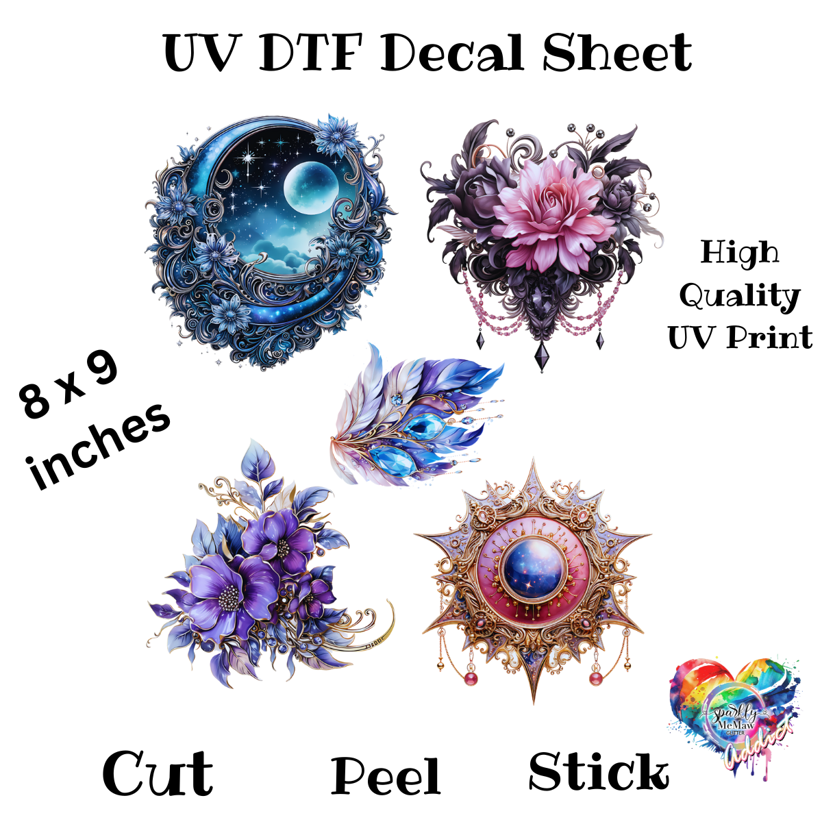 Fancy Broach UV DTF Decal Sheet