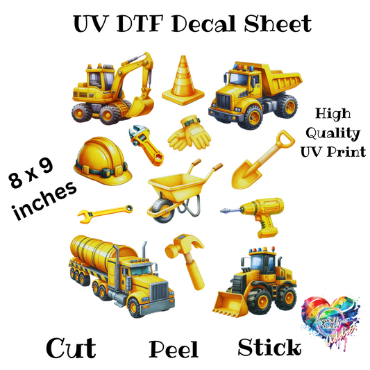 Construction UV DTF Decal Sheet