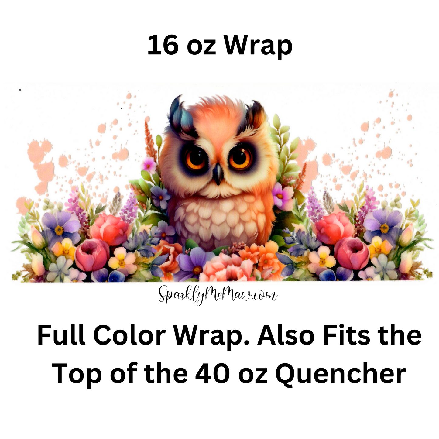 Floral Owl UV DTF 16 oz Wrap