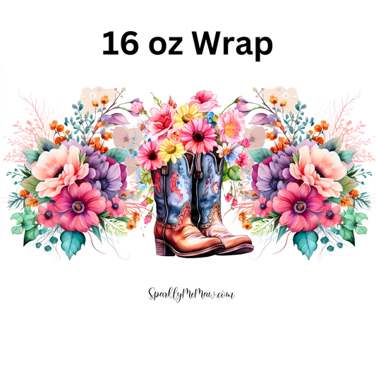 Boots And Flowers UV DTF 16 oz Wrap