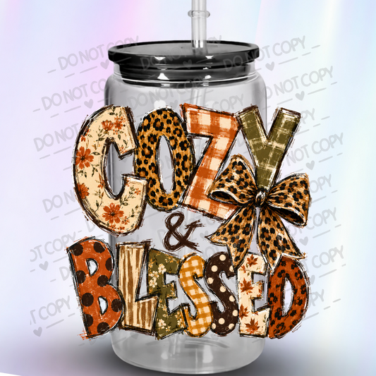 Cozy & Blessed Fall Patterns UV DTF Decal