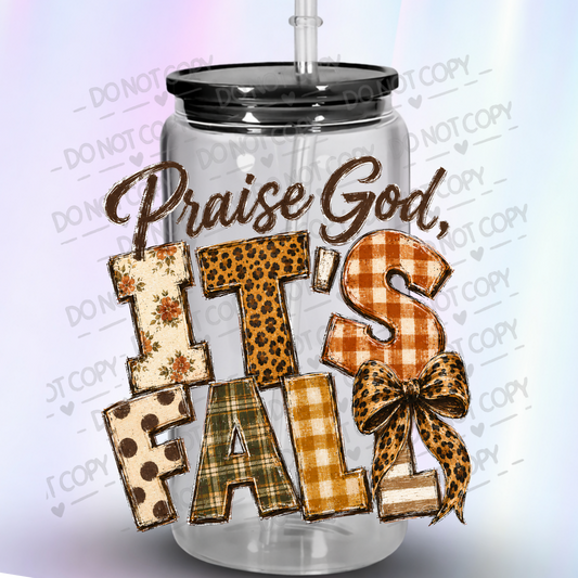 Praise God It's Fall UV DTF Decal