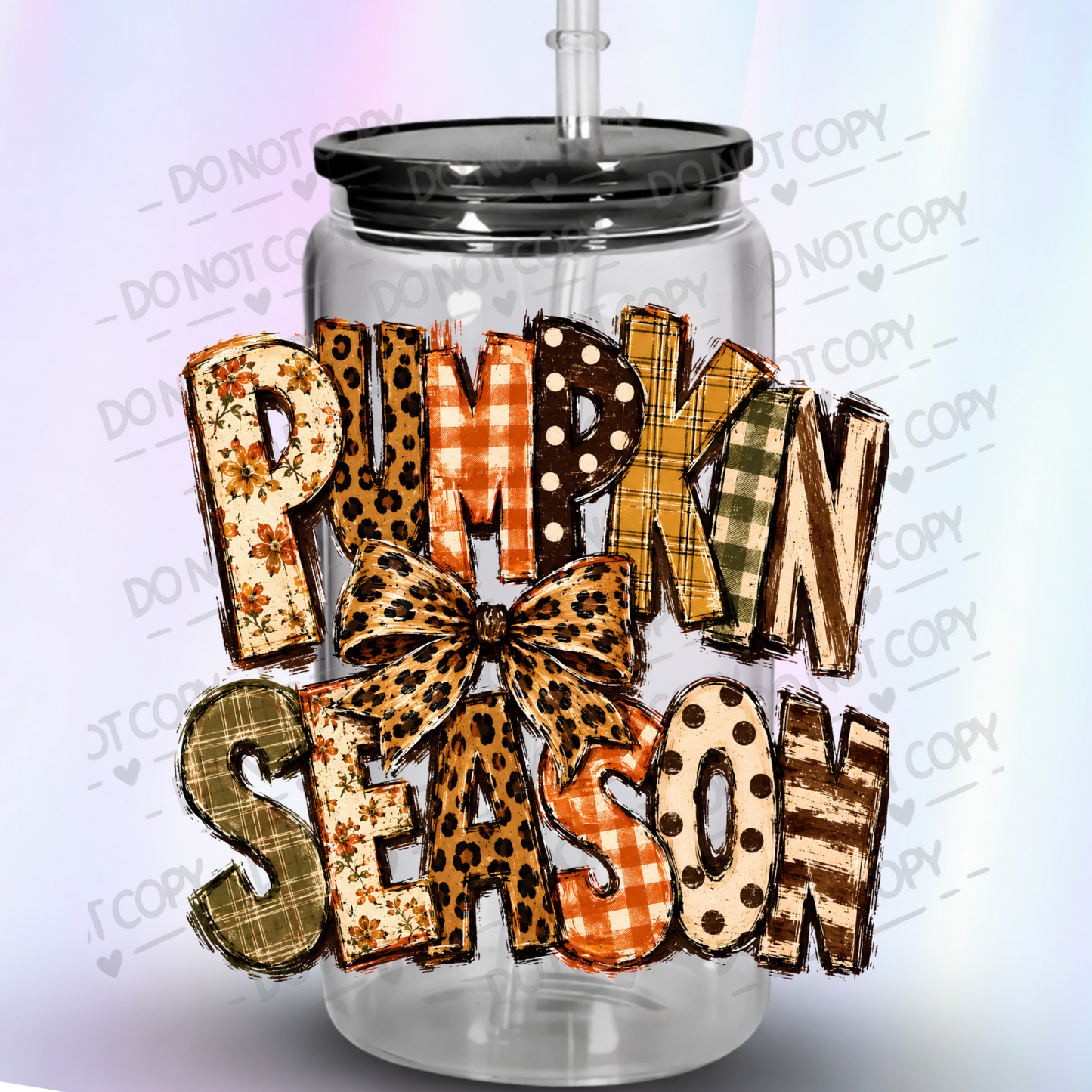 Pumpkin Season Bow Fall UV DTF Decal