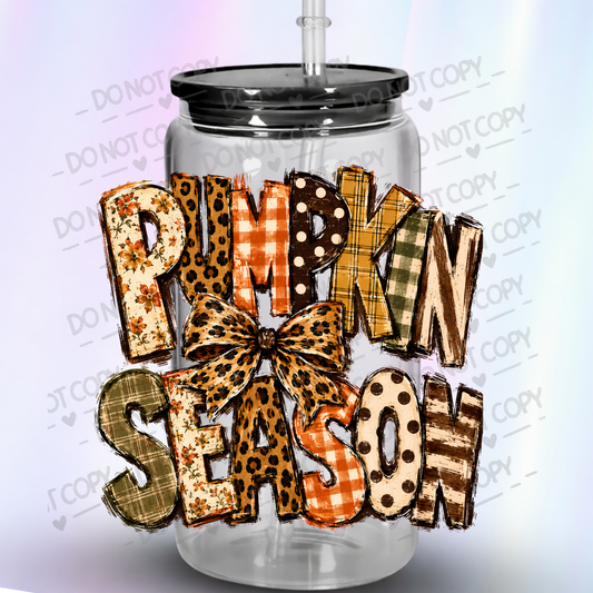 Pumpkin Season Bow Fall UV DTF Decal