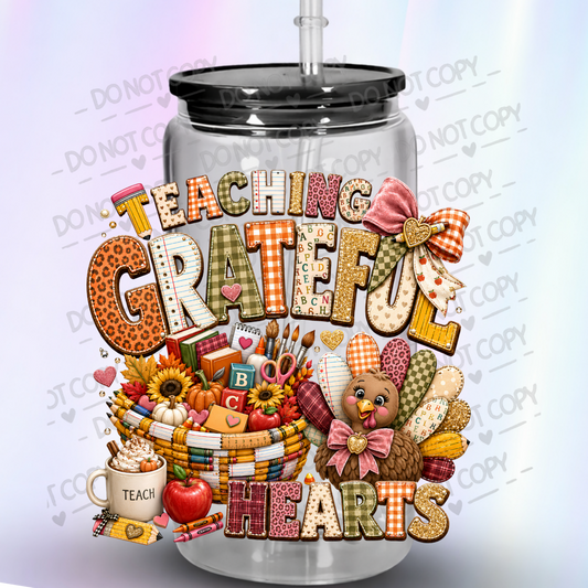 Teaching Grateful Hearts Turkey UV DTF Decal