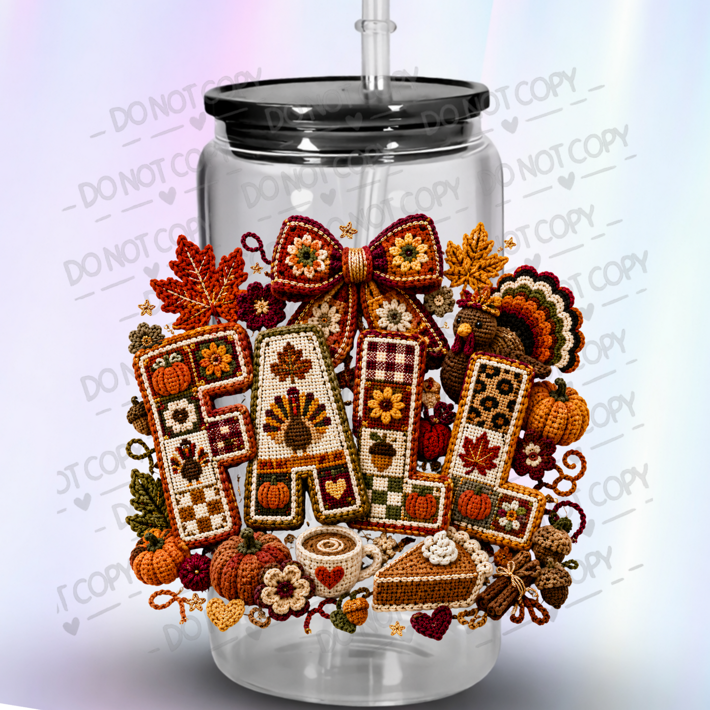 Crochet Fall FALL Letters Autumn UV DTF Decal