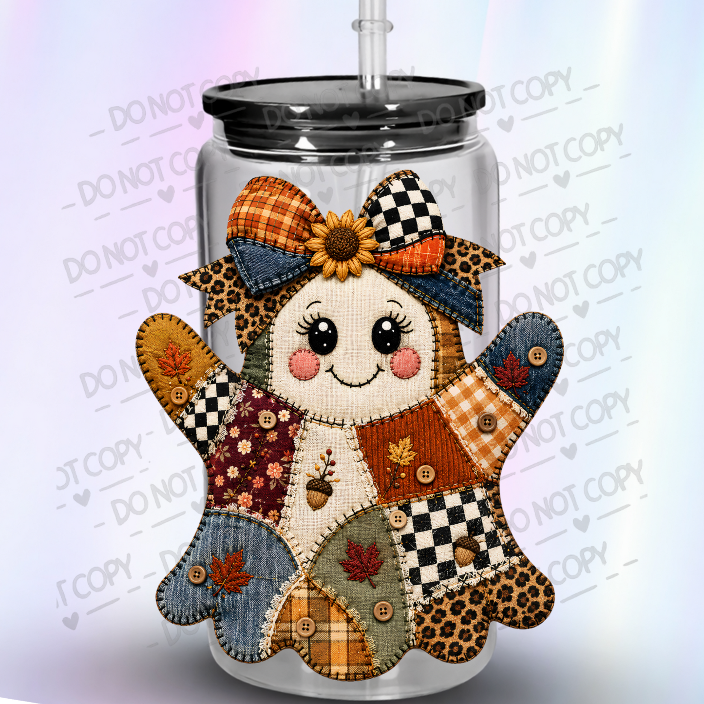 Patchwork Fall Ghost UV DTF Decal
