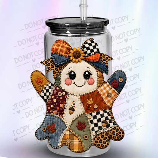 Patchwork Fall Ghost UV DTF Decal