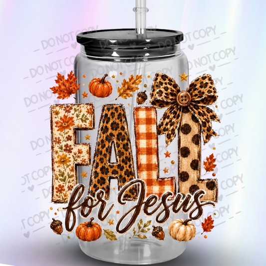 Fall For Jesus Autumn Bow UV DTF Decal
